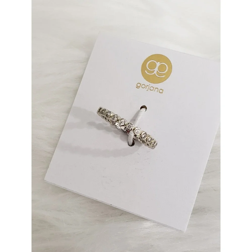 NEW GORJANA CANDICE SHIMMER RING WHITE CUBIC ZIRCONIA SIZE 7 DAINTY STACKING